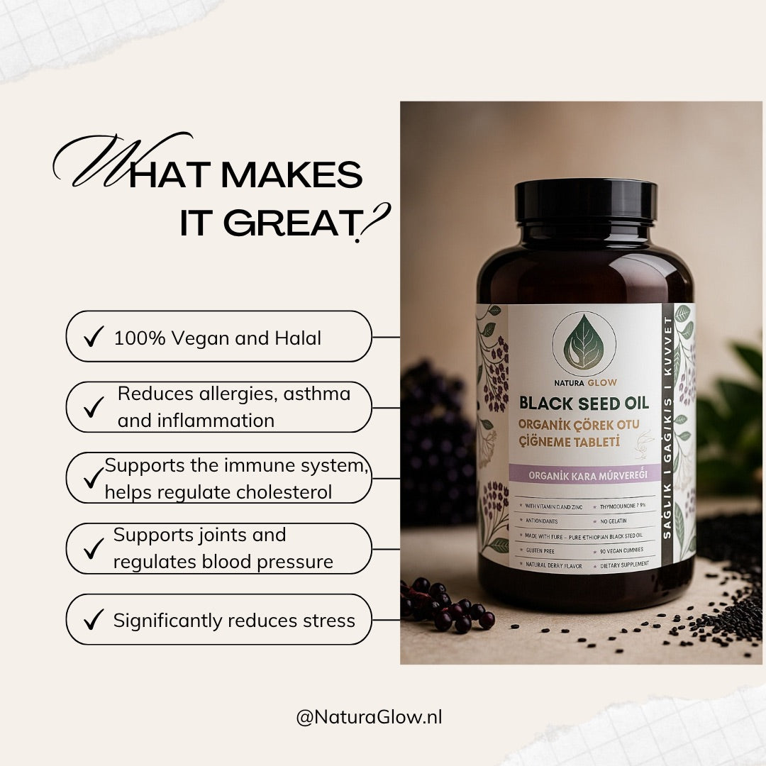 Natuurlijke Zwarte Komijnolie & Vlierbes Gummies